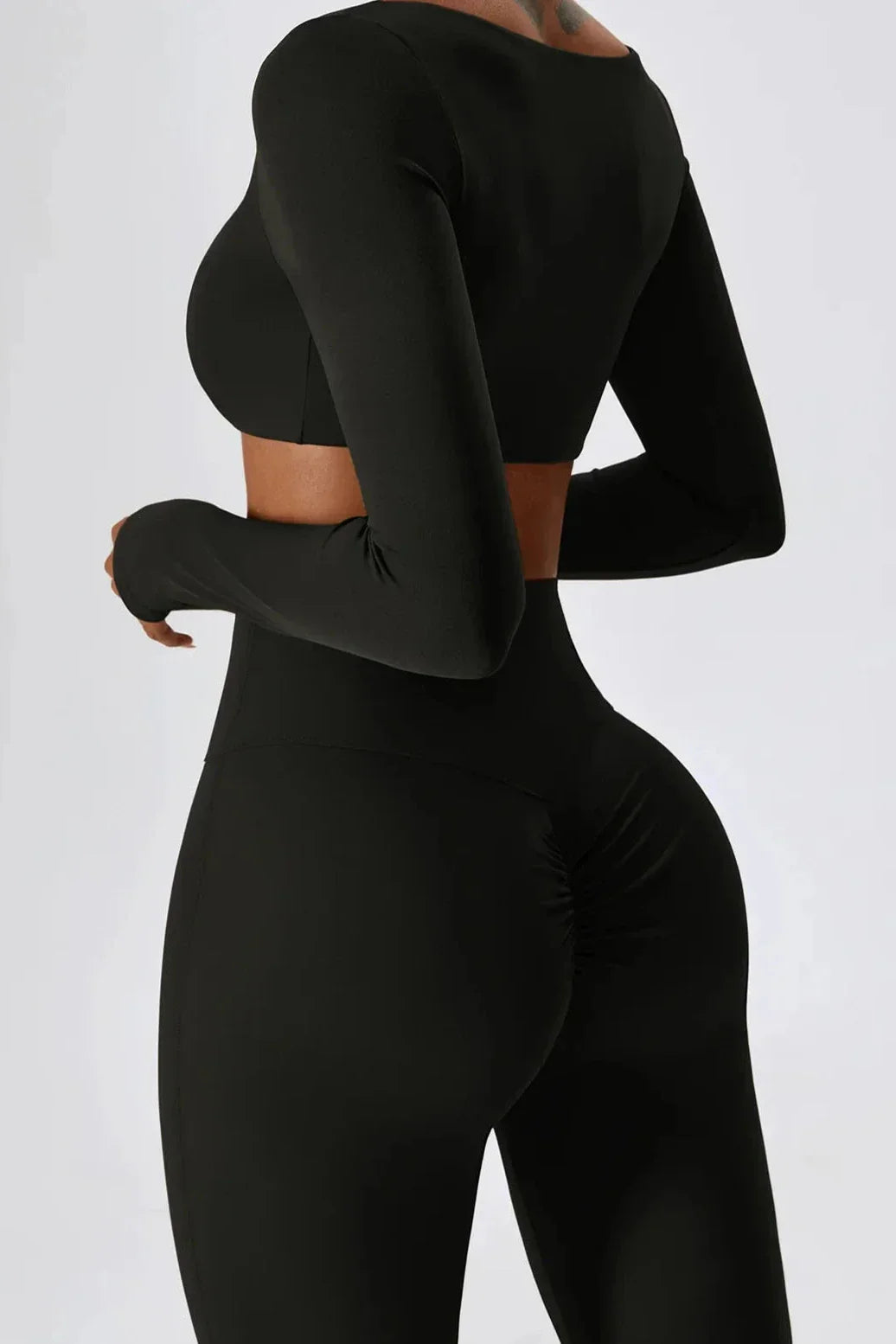 Dames set – flare legging en long sleeve crop top, high-waist en stretch