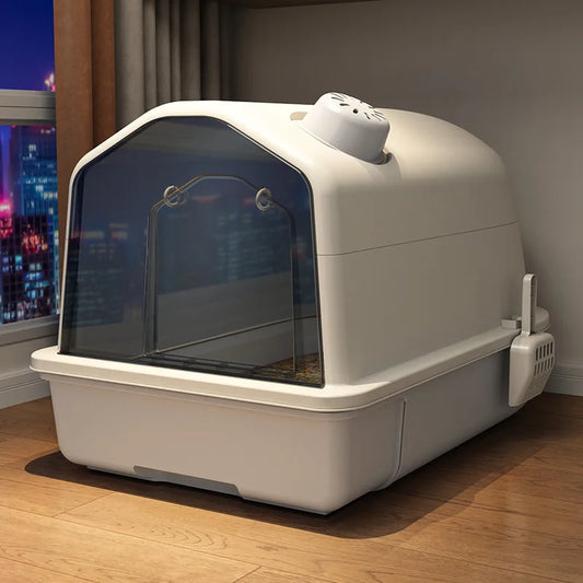 XL Kattenbak met Deksel – Gesloten Katten Toilet met Anti-Splash & Geurfilter, Ruim & Hygiënisch Ontwerp voor Grote Katten, Eenvoudig te Reinigen