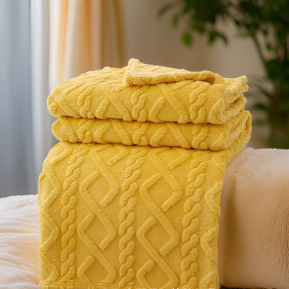 KnuffelWarm – Luxe Dubbellaagse Fleece Deken met Geometrisch Patroon – Extra Zachte Warmte voor Bank, Bed en Reizen
