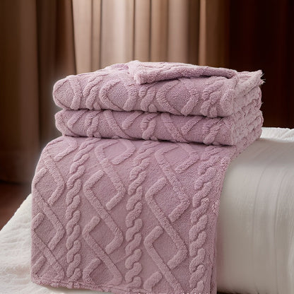 KnuffelWarm – Luxe Dubbellaagse Fleece Deken met Geometrisch Patroon – Extra Zachte Warmte voor Bank, Bed en Reizen