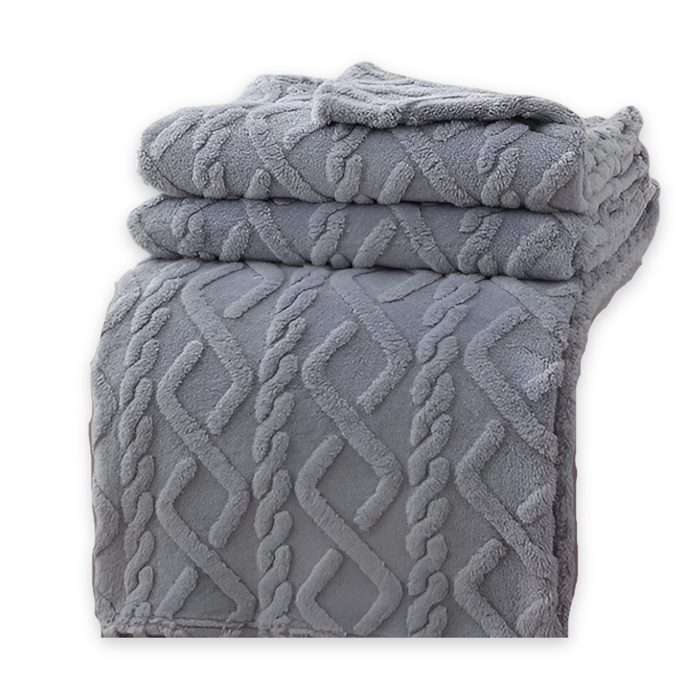 KnuffelWarm – Luxe Dubbellaagse Fleece Deken met Geometrisch Patroon – Extra Zachte Warmte voor Bank, Bed en Reizen