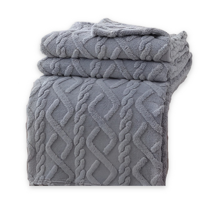 KnuffelWarm – Luxe Dubbellaagse Fleece Deken met Geometrisch Patroon – Extra Zachte Warmte voor Bank, Bed en Reizen
