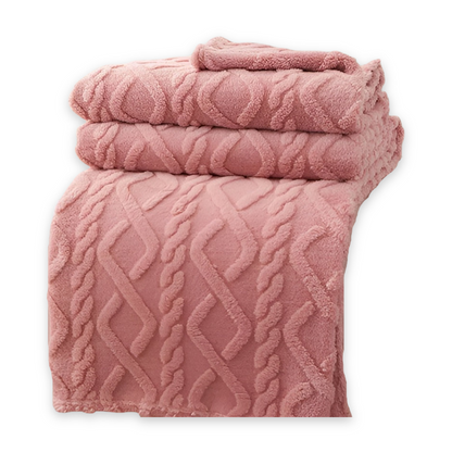 KnuffelWarm – Luxe Dubbellaagse Fleece Deken met Geometrisch Patroon – Extra Zachte Warmte voor Bank, Bed en Reizen