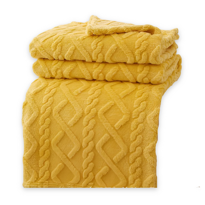 KnuffelWarm – Luxe Dubbellaagse Fleece Deken met Geometrisch Patroon – Extra Zachte Warmte voor Bank, Bed en Reizen
