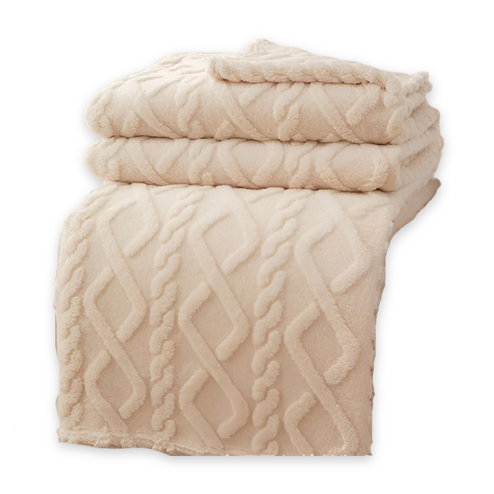 KnuffelWarm – Luxe Dubbellaagse Fleece Deken met Geometrisch Patroon – Extra Zachte Warmte voor Bank, Bed en Reizen