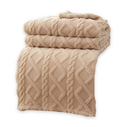 KnuffelWarm – Luxe Dubbellaagse Fleece Deken met Geometrisch Patroon – Extra Zachte Warmte voor Bank, Bed en Reizen