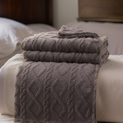 KnuffelWarm – Luxe Dubbellaagse Fleece Deken met Geometrisch Patroon – Extra Zachte Warmte voor Bank, Bed en Reizen