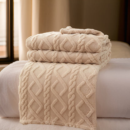 KnuffelWarm – Luxe Dubbellaagse Fleece Deken met Geometrisch Patroon – Extra Zachte Warmte voor Bank, Bed en Reizen