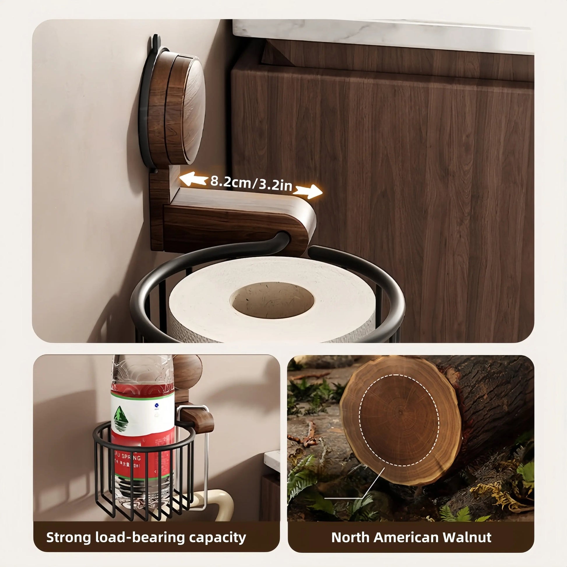 WalnutCraft | Elegant Rustic Wall-Mounted Toilet Paper Holder 2