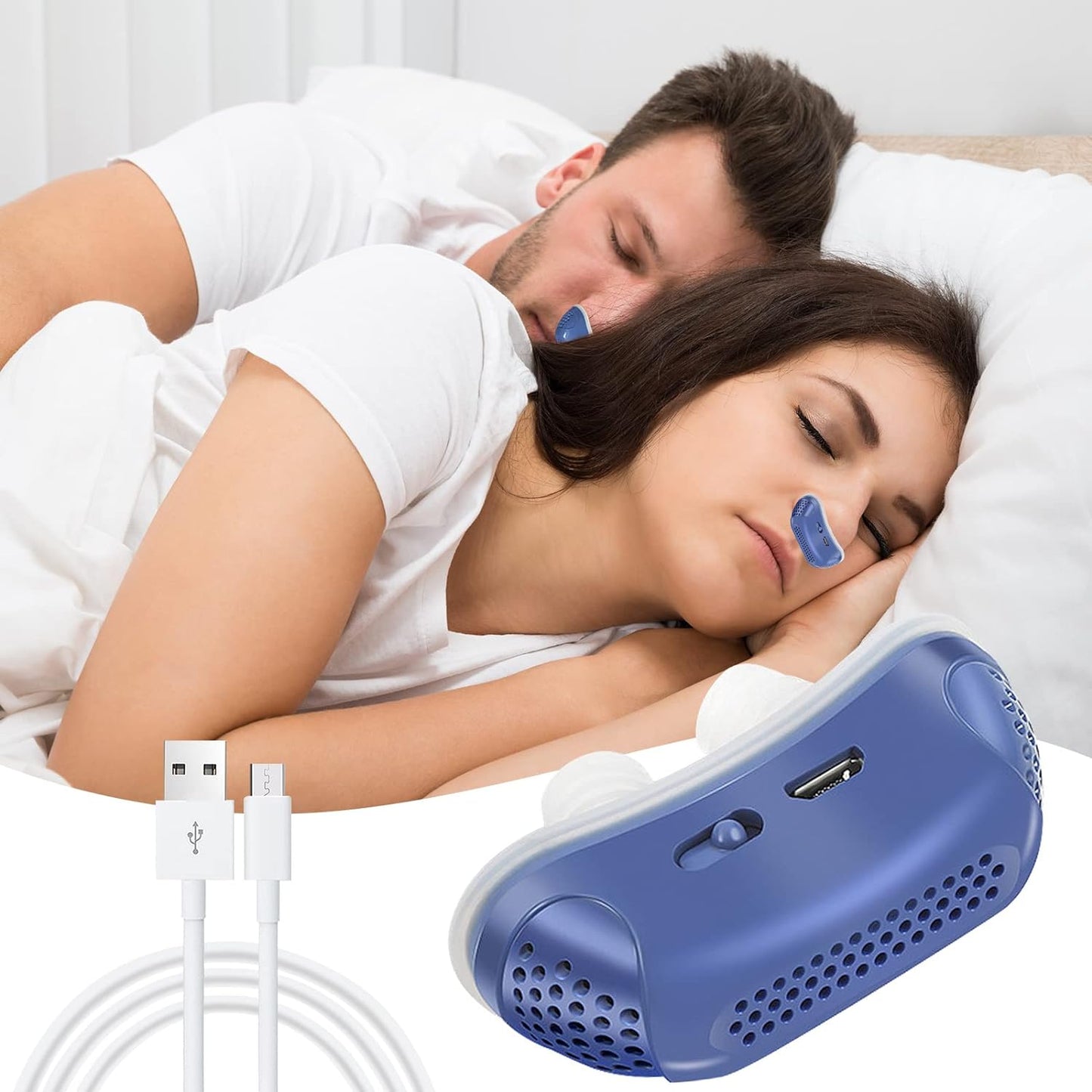 Draagbaar Anti-Snurk Apparaat bij Slaapapneu – Micro CPAP met Zachte Luchtdruk & USB-Oplaadfunctie | Fluisterstil, Medisch Siliconen & Compact Formaat voor Reizen of Thuisgebruik