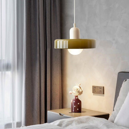 Bauhaus Hanglamp van Gekleurd Glas – Tijdloze Elegantie en Kunstzinnig Design