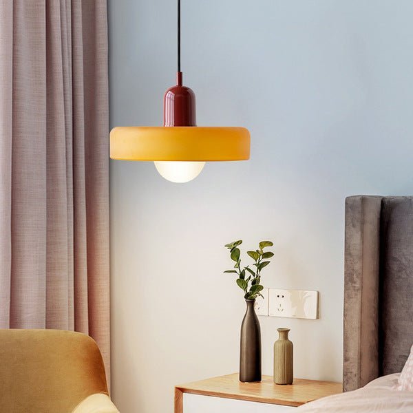 Bauhaus Hanglamp van Gekleurd Glas – Tijdloze Elegantie en Kunstzinnig Design