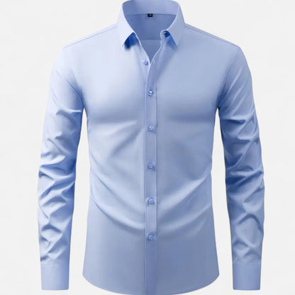 Heren Slim-Fit Lange Mouwen Overhemd met Stretch