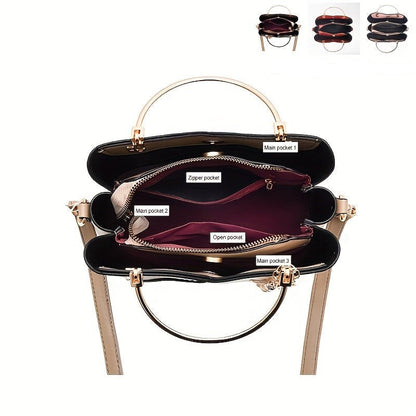 Dames handtas – kleurblok design, kwast details, ruim, stijlvol