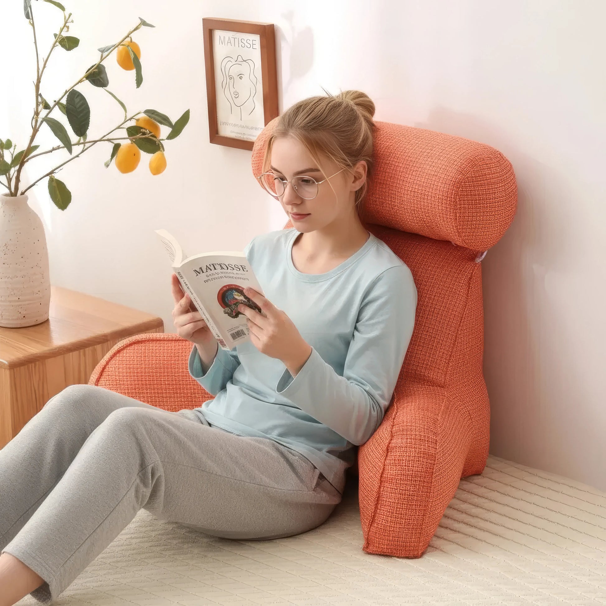 LuxeNest | Ergonomic Comfortable Reading Cushion with Side Pocket 7