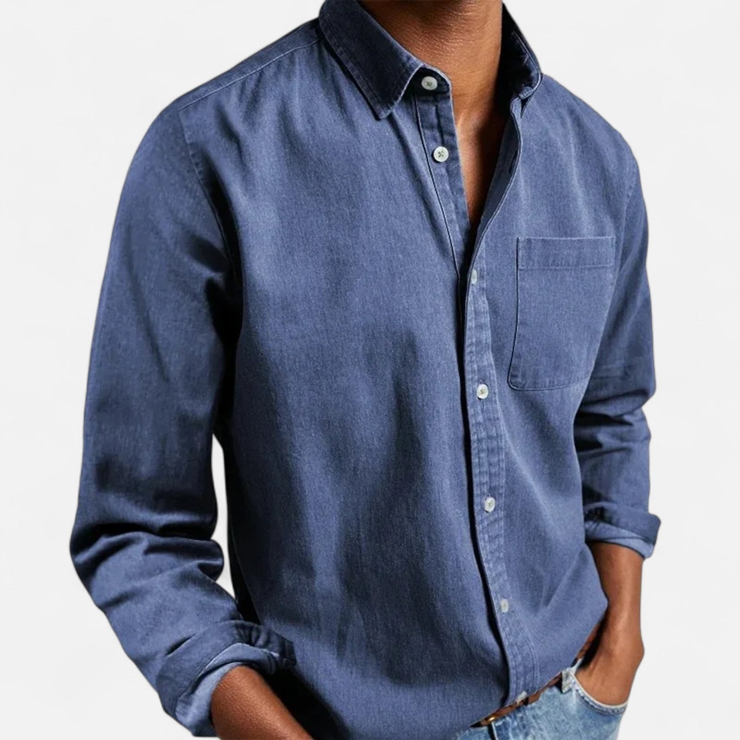 Heren Effen Langarmshirt