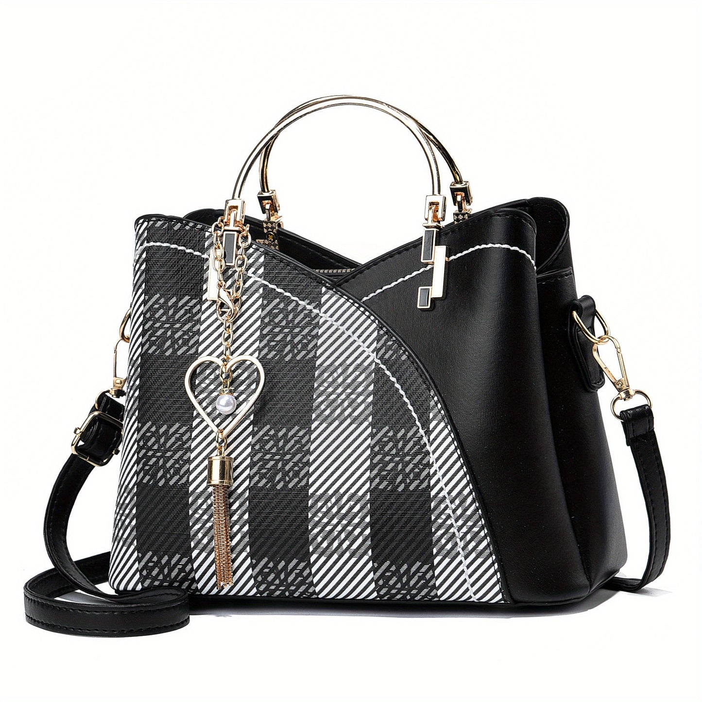 Dames handtas – kleurblok design, kwast details, ruim, stijlvol