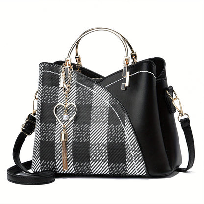 Dames handtas – kleurblok design, kwast details, ruim, stijlvol
