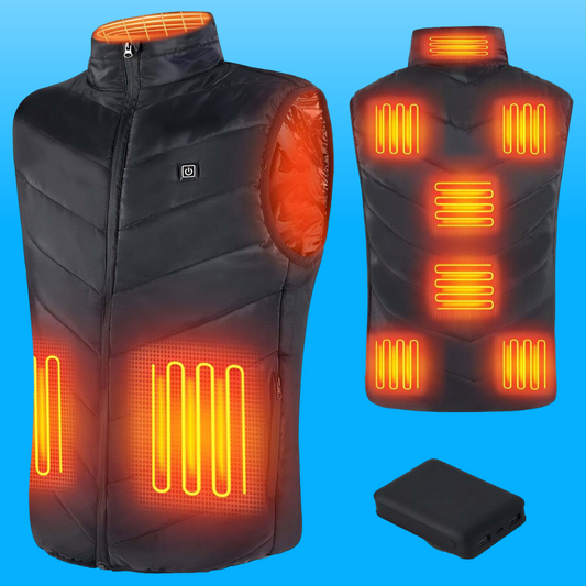 Verwarmd Bodywarmer Deluxe – USB Oplaadbaar Warmtevest voor Heren & Dames met Powerbank | 4 Warmtezones & 3 Warmtestanden – Zwart
