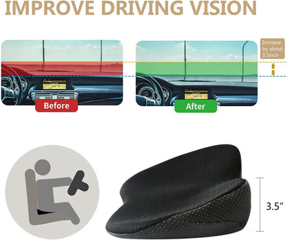 Autostoelverhoger met Memory Foam – Zitkussen van 9 cm Hoog voor Kleinere Bestuurders | Ergonomisch & Ademend – Zwart, Rood, Beige of Bruin