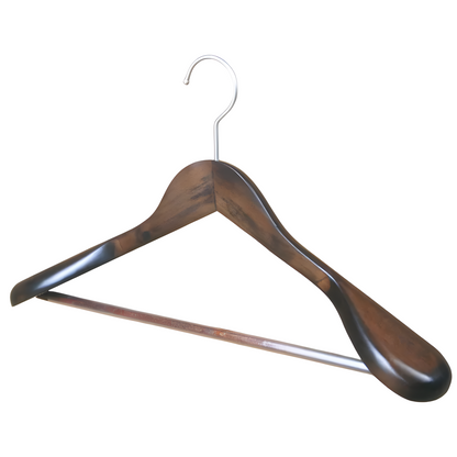 Kleerhangers – Walnoothout met Messing Haak (Set van 4)