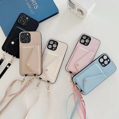 Telefoonhoes met Schouderband – Luxe PU-Leren Crossbody Hoesje met Pasjeshouder & Verstelbare Riem
