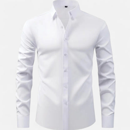 Heren Slim-Fit Lange Mouwen Overhemd met Stretch