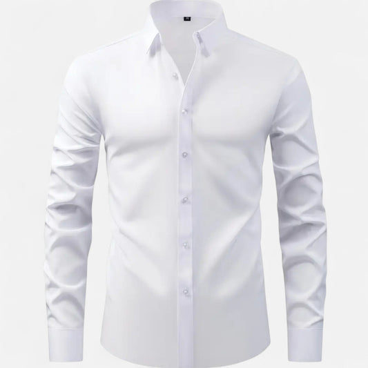 Heren Slim-Fit Lange Mouwen Overhemd met Stretch