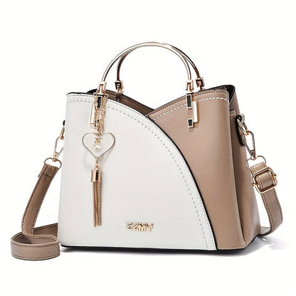Dames handtas – kleurblok design, kwast details, ruim, stijlvol
