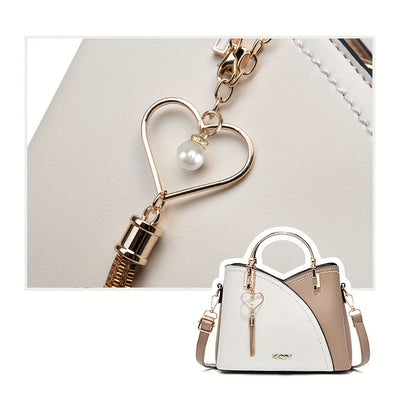 Dames handtas – kleurblok design, kwast details, ruim, stijlvol