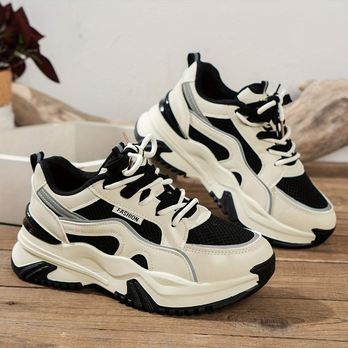 Dames sneakers – dikke zool, kleurrijk design, comfortabel, dagelijks