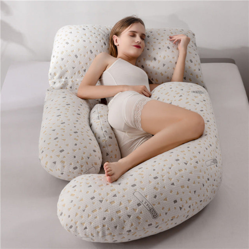 U-vorm Lichaamskussen – Ergonomisch, Ademend & Wasbaar 82×168 cm