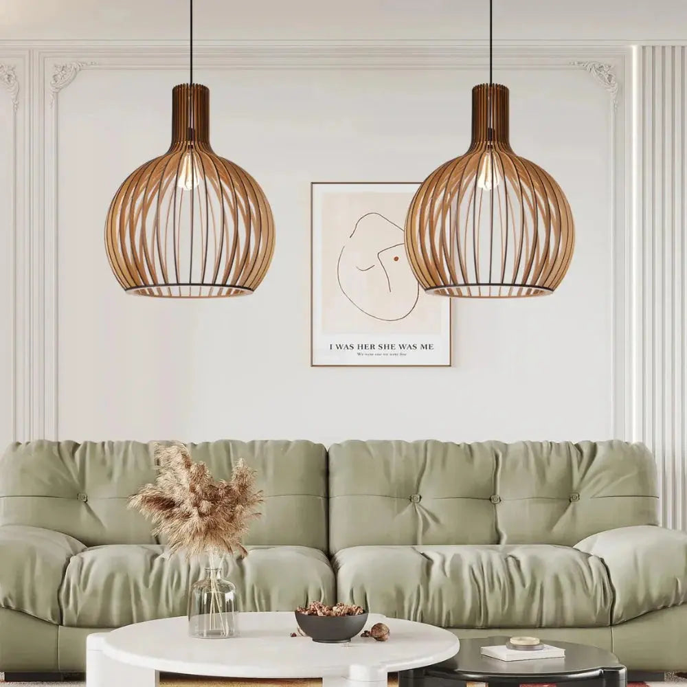 Bamboe hanglamp rond – Handgemaakt, natuurlijk design, Ø35/45 cm