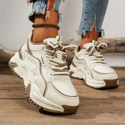 Dames sneakers – dikke zool, kleurrijk design, comfortabel, dagelijks