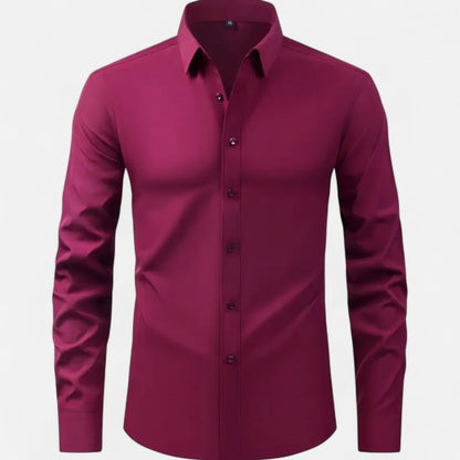 Heren Slim-Fit Lange Mouwen Overhemd met Stretch