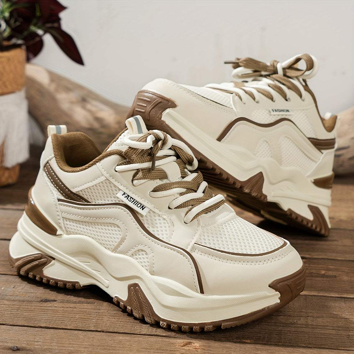 Dames sneakers – dikke zool, kleurrijk design, comfortabel, dagelijks