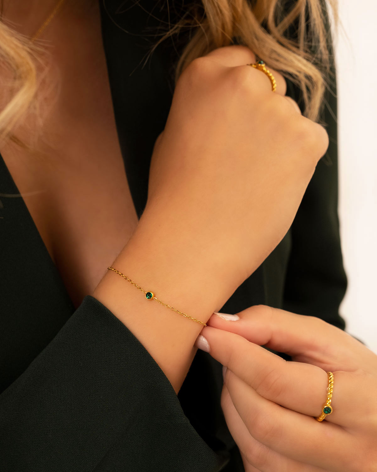 Geboortesteen Armband – Verstelbare Armband van Verguld 925 Sterling Zilver in Goud of Zilver | 12 Symbolische Steenkleuren per Geboortemaand | Luxe Verpakking