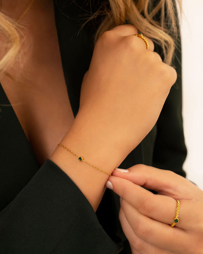 Geboortesteen Armband – Verstelbare Armband van Verguld 925 Sterling Zilver in Goud of Zilver | 12 Symbolische Steenkleuren per Geboortemaand | Luxe Verpakking