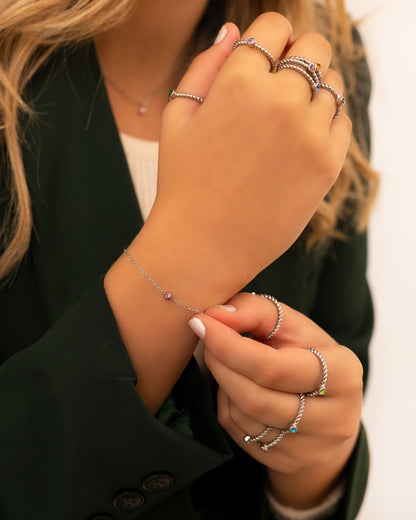 Geboortesteen Armband – Verstelbare Armband van Verguld 925 Sterling Zilver in Goud of Zilver | 12 Symbolische Steenkleuren per Geboortemaand | Luxe Verpakking