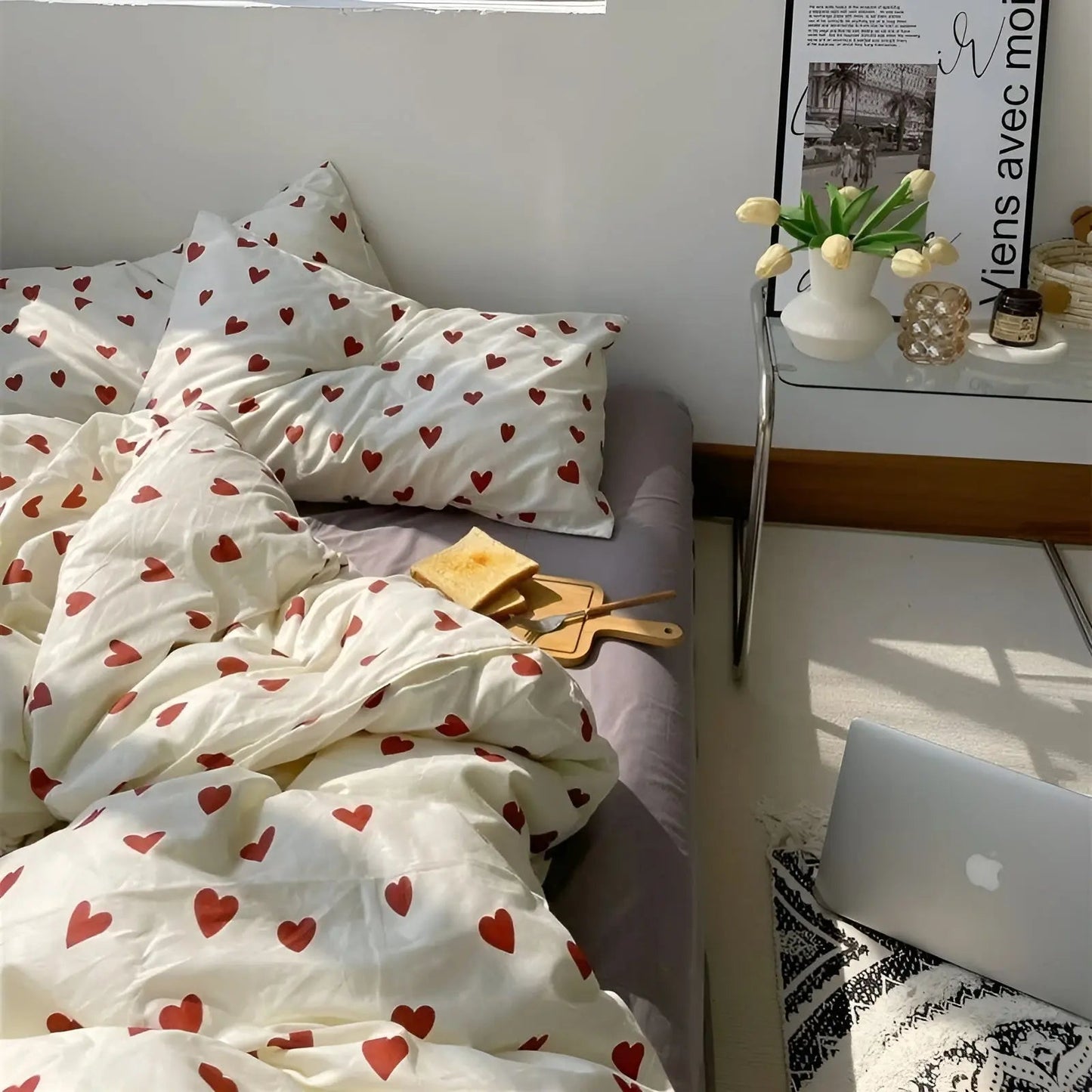 Dekbedovertrekset met Hartmotief – Katoen, Wit Design & Machinewasbaar | Beschikbaar in Meerdere Maten