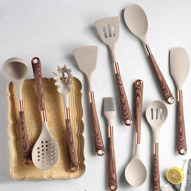 Silikonen keukengerei set 10-delig – Hittebestendig, Duurzaam & Luxe Ontwerp