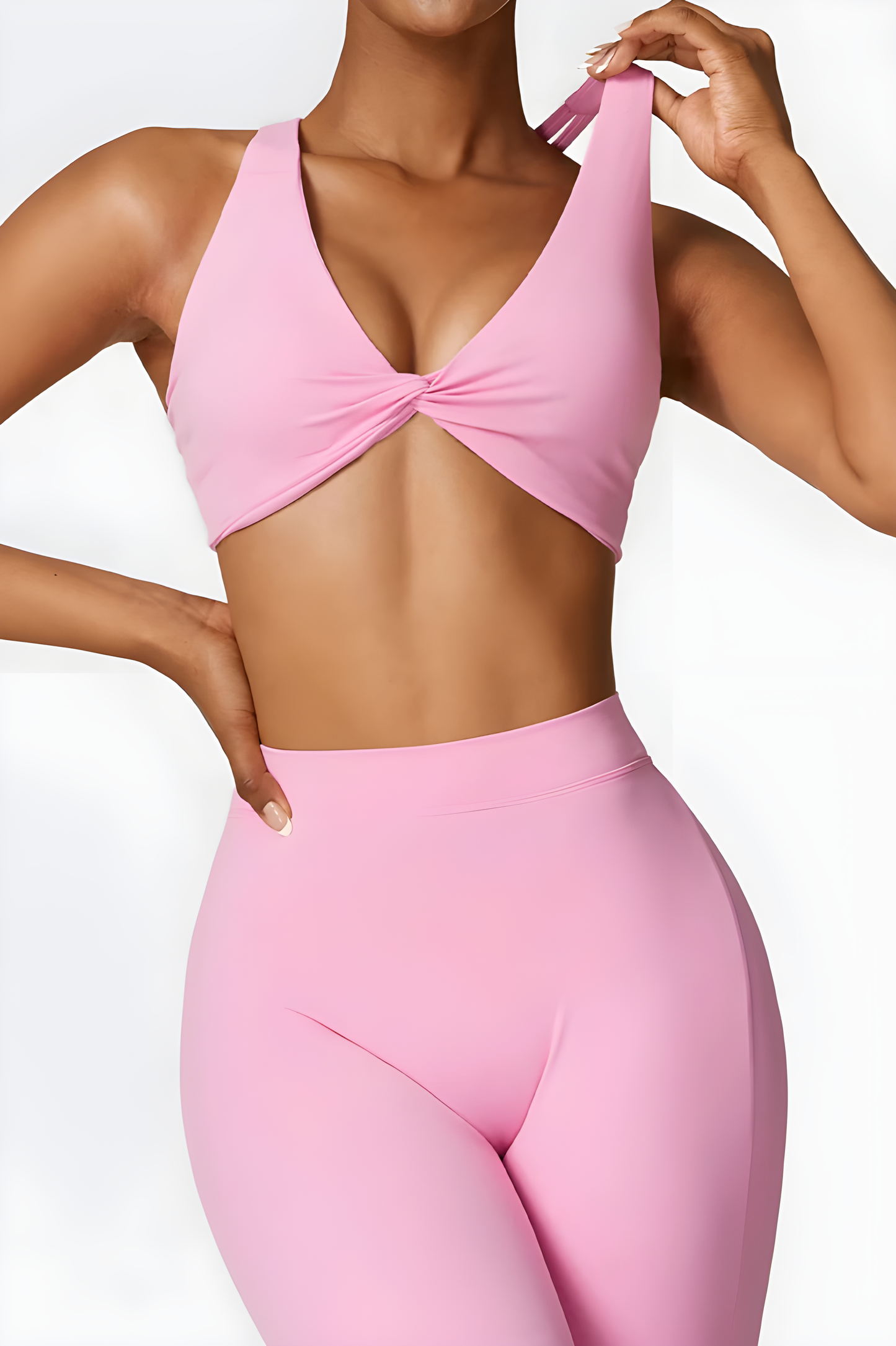 Dames set – flare legging en twist crop top, zacht en rekbaar