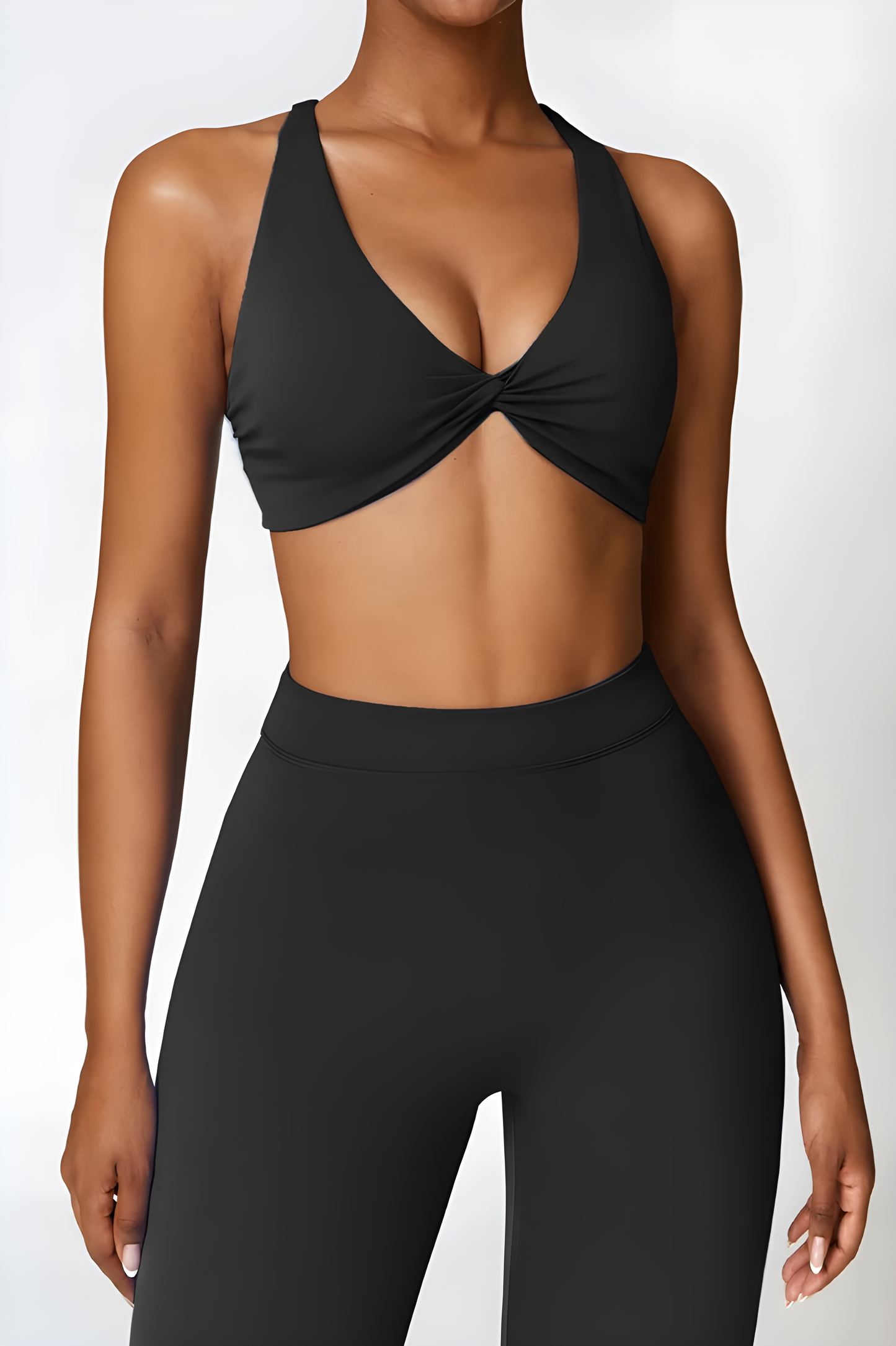 Dames set – flare legging en twist crop top, stretch en comfortabel