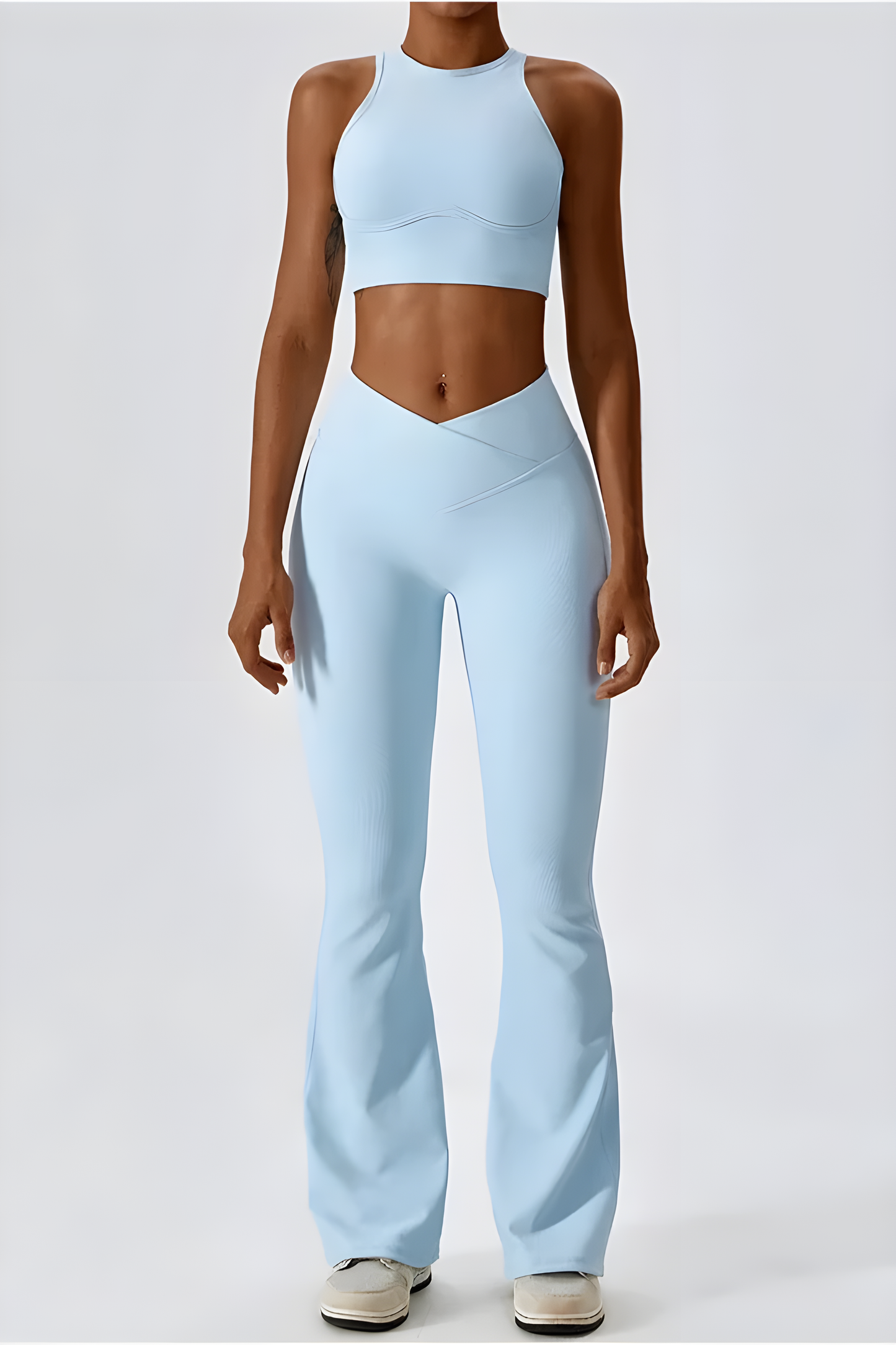 Dames set – flare legging en high-neck top, stretch en comfortabel