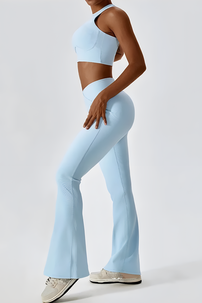 Dames set – flare legging en high-neck top, stretch en comfortabel