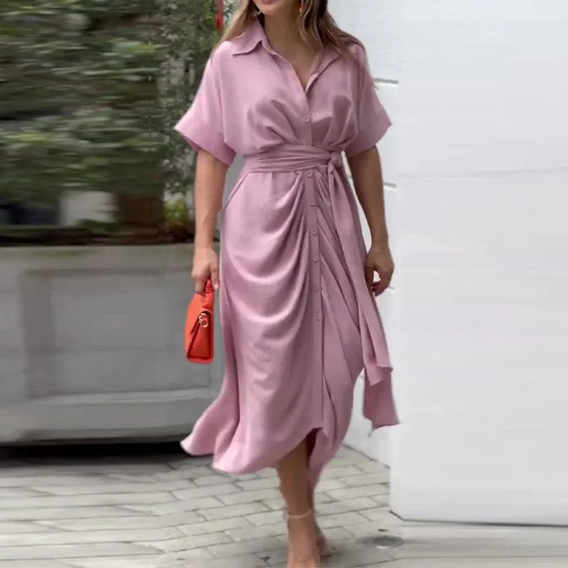 Emma | Elegante Losvallende Damesjurk met Strikdetail 6