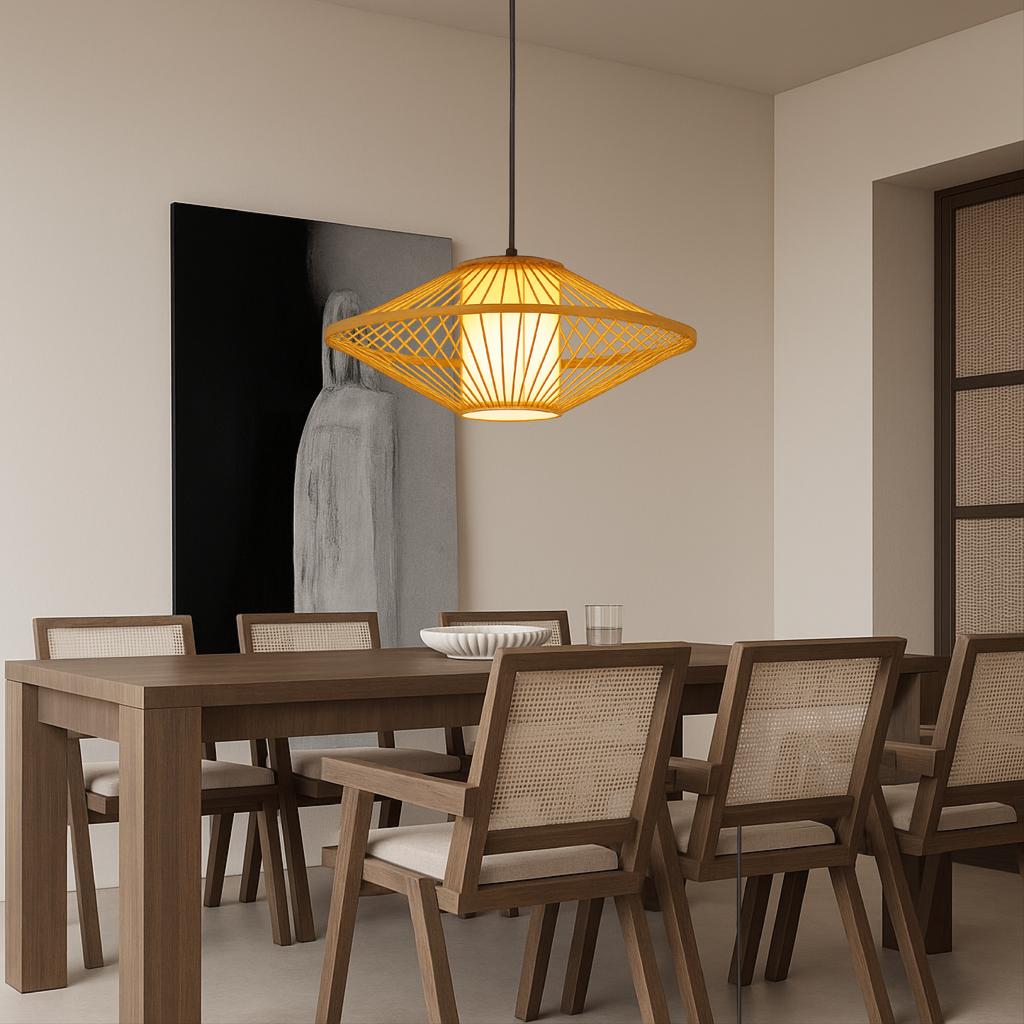 Japanse Bamboe Hanglamp Design - Sfeervolle Verlichting voor Keuken