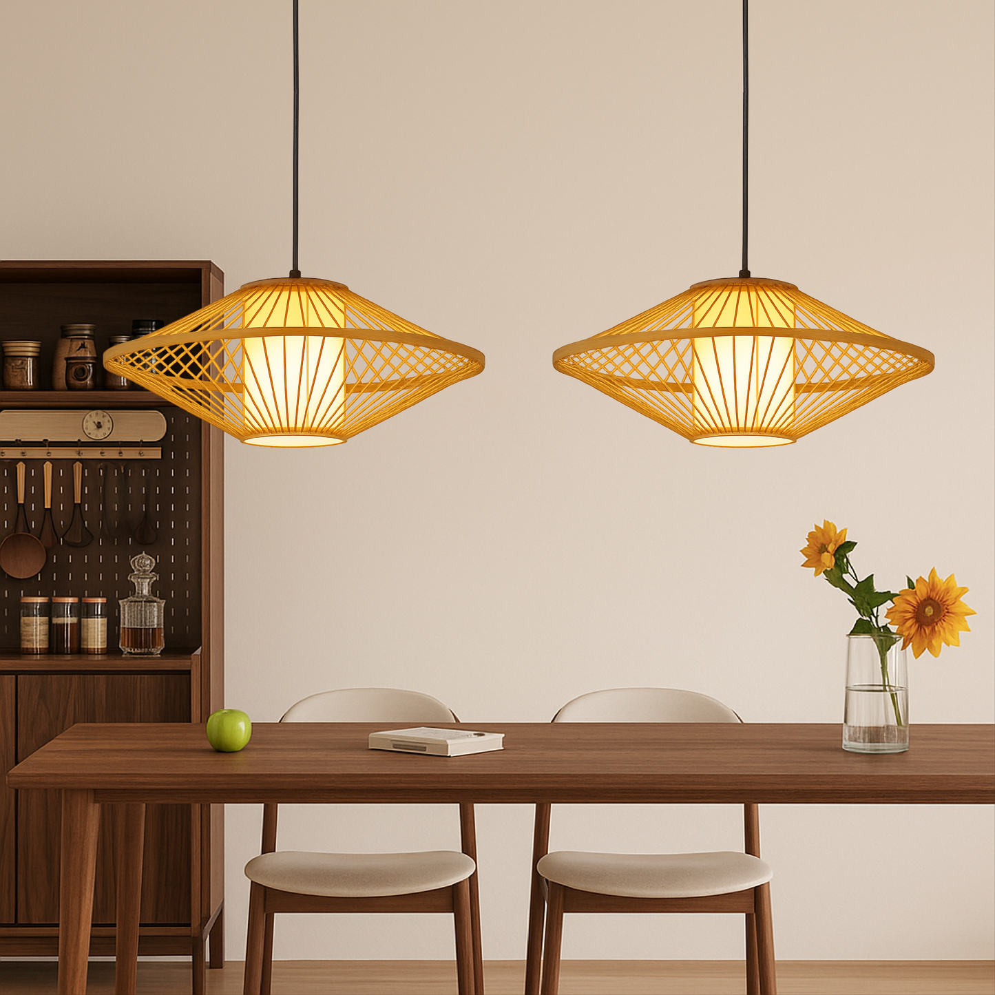 Japanse Bamboe Hanglamp Design - Sfeervolle Verlichting voor Keuken
