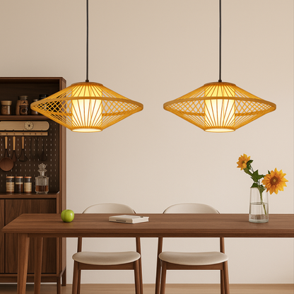 Japanse Bamboe Hanglamp Design - Sfeervolle Verlichting voor Keuken