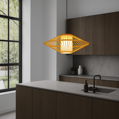 Japanse Bamboe Hanglamp Design - Sfeervolle Verlichting voor Keuken
